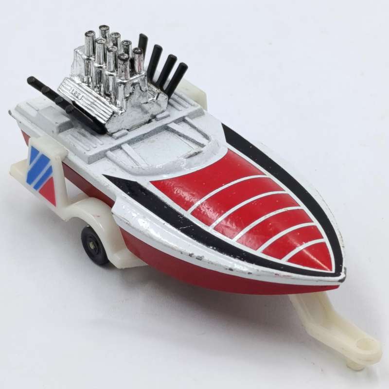Vintage Matchbox Superfast Seafire boat on trailer