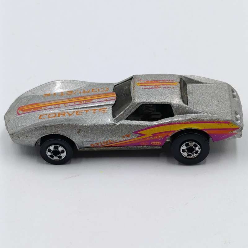 Vintage metalic-silver Hot Wheels Chevrolet Corvette die-cast toy car