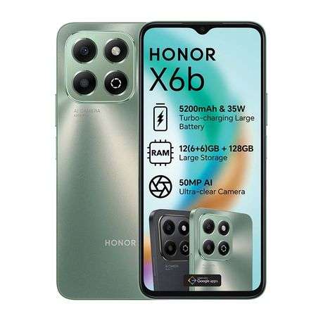 NEW Honor X6b 6.56inch 4G DualSim,128GB, 12GbRam, Android14, 50MP AI MainCamera, HardProtector-Black