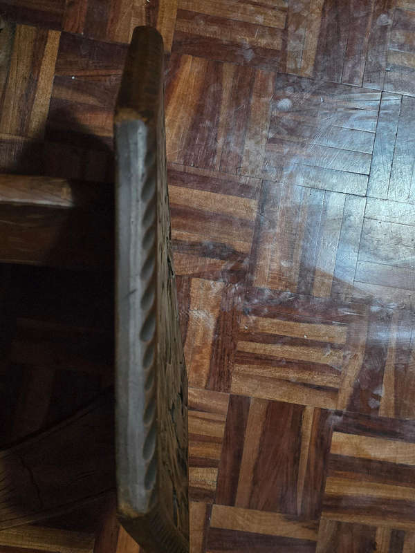 Antique Japanese Meiji-Era Floral Carved Table/Stool. Circa 1905