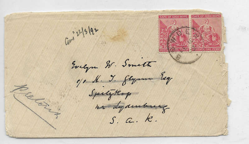 COGH Bowden Cover 1892 to Lydenburg ZAR