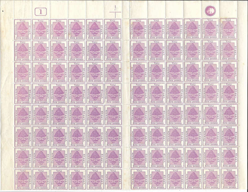 OFS - SACC37 - 1897 1d - Purple - Half SHEET OF 96 with Sheet numbers - UM/MM - SEE BELOW