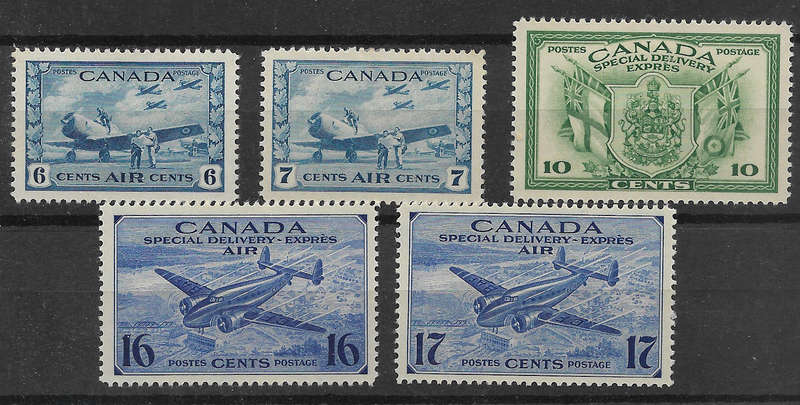 Canada 1938 & 1942 Airmail sets - C7-8 & CE1-CE2 - Mint Hinged