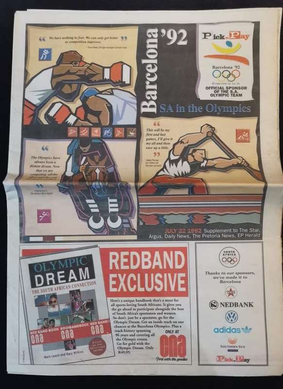 Olympics 1992 & RSA Sport - Jan Smuts Program, Newspaper on all events, ??Athlete luggage tag?? VIEW