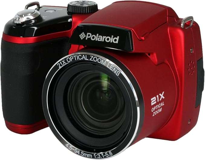 Polaroid iS2132 Digital Camera (16mp, 21x Optical Zoom) Red