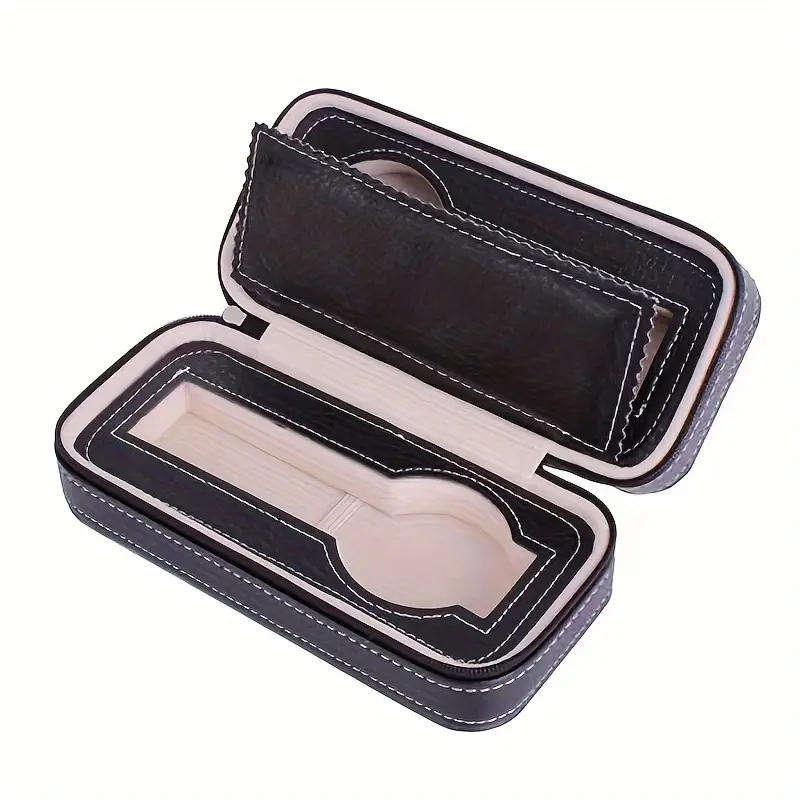 2-Slot Portable Leather Watch Box