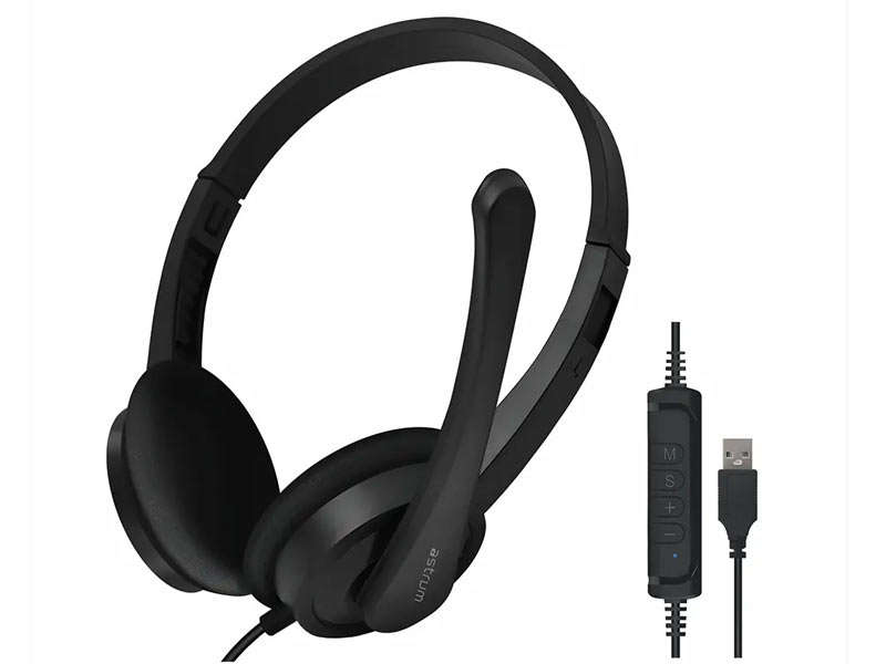 Astrum HU640 Wired USB Headphones with Mic, On-Ear for Chat and Gaming