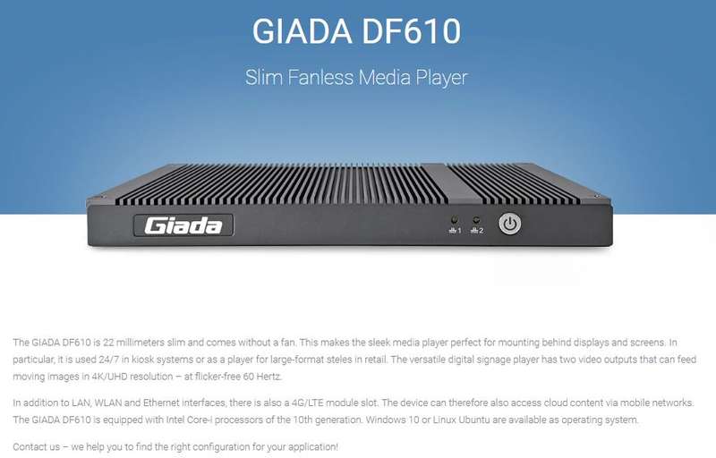 Giada DF610 Mini Barebone PC (Intel i5 10th, 128GB SSD & 8GB RAM)