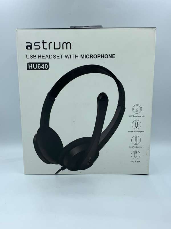 Astrum HU640 Wired USB Headphones with Mic, On-Ear for Chat and Gaming