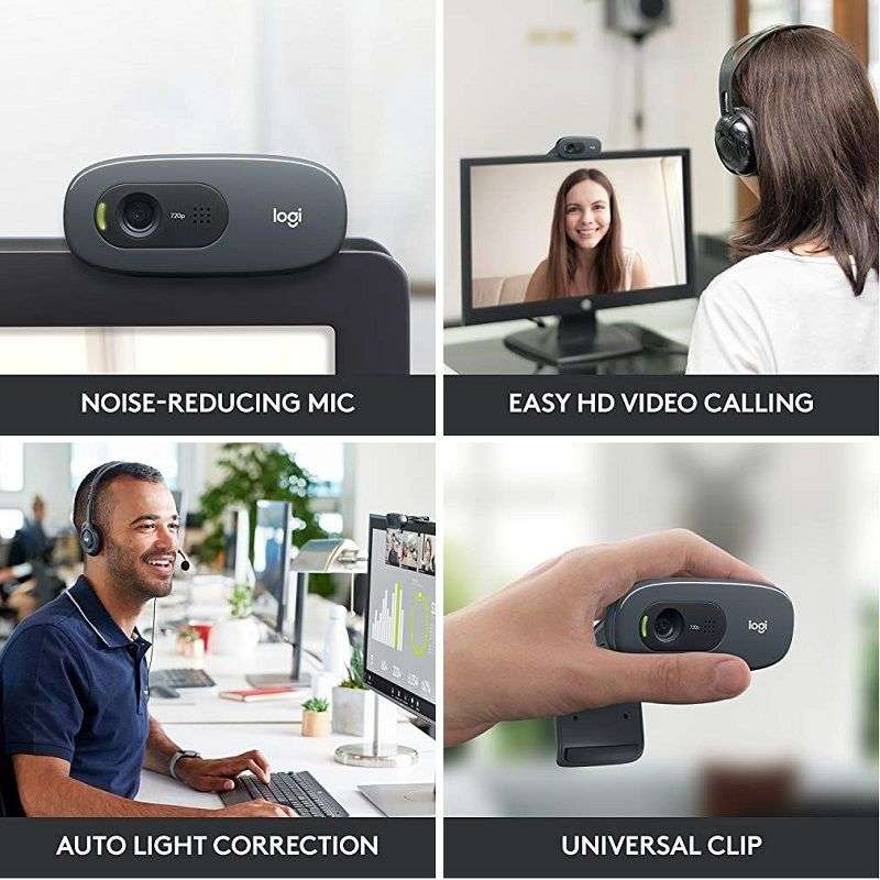 Logitech C270 HD Webcam for Video Calling, Gaming & Online Learning