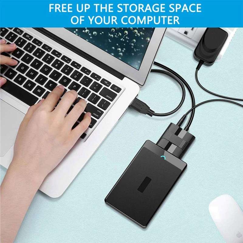 USB 3.0 to SATA SSD Hard Drive Data Converter, With Power Adapter