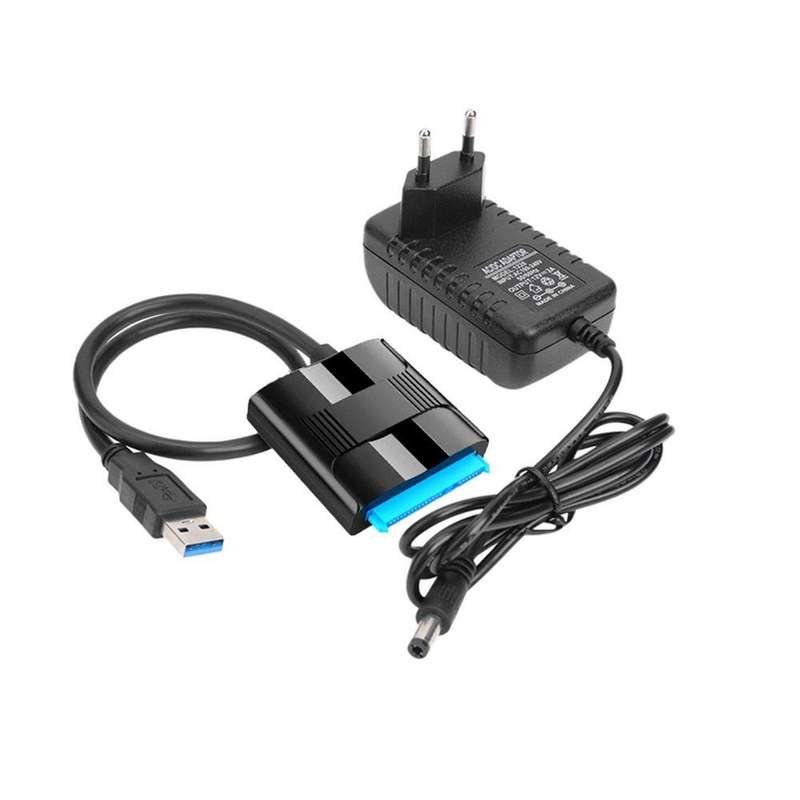 USB 3.0 to SATA SSD Hard Drive Data Converter, With Power Adapter