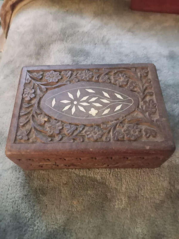 Wooden jewelry boxes with mother of pearl inserts