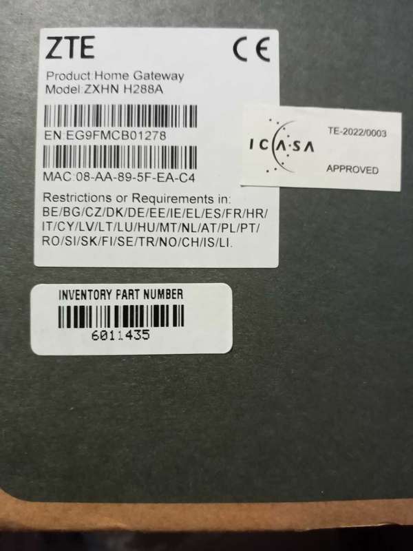 ZTE zxhn 288a