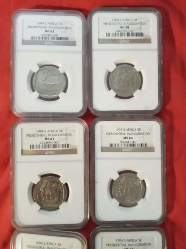 Mandela 1994 inauguration all 6 coins for only R650..