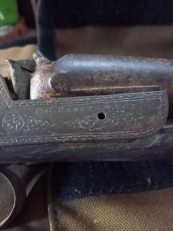 Shotgun flintlock double barrelled C G Harston @ co