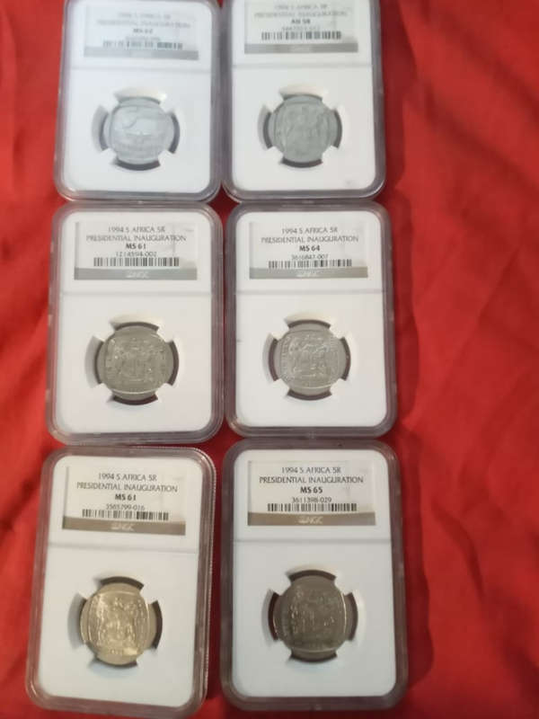 Mandela 1994 inauguration all 6 coins for only R650..