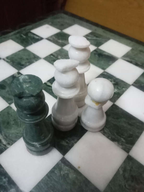 Marble chess set steel table 50cm