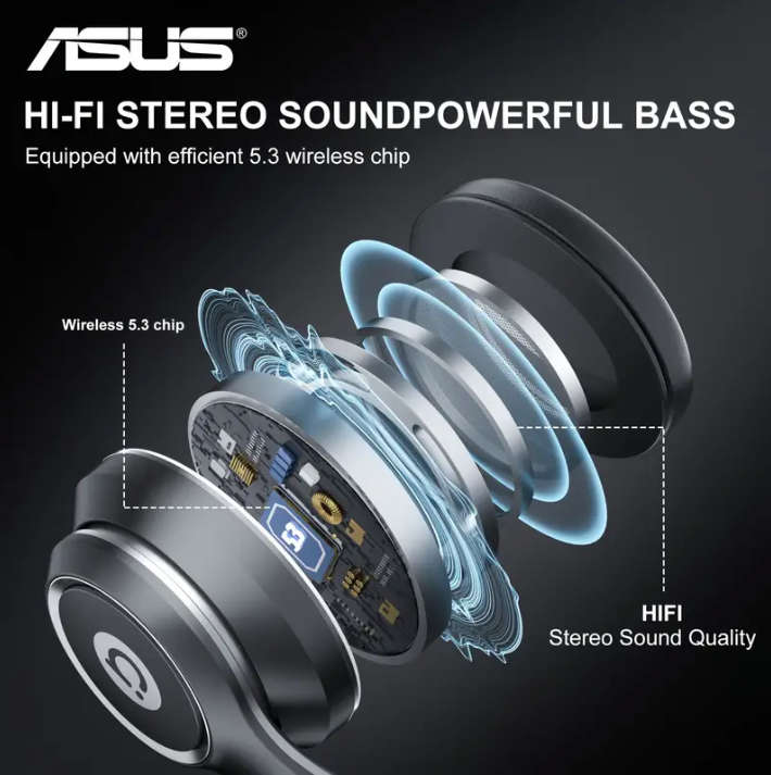 ASUS adol AS-D96 Wireless Headphones Sound Isolation Phone Calls On-Body Remote