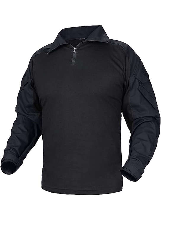Tactical Uniform Top/ Long Sleeve  (Excluding Elbow Pads) - PLAIN BLACK