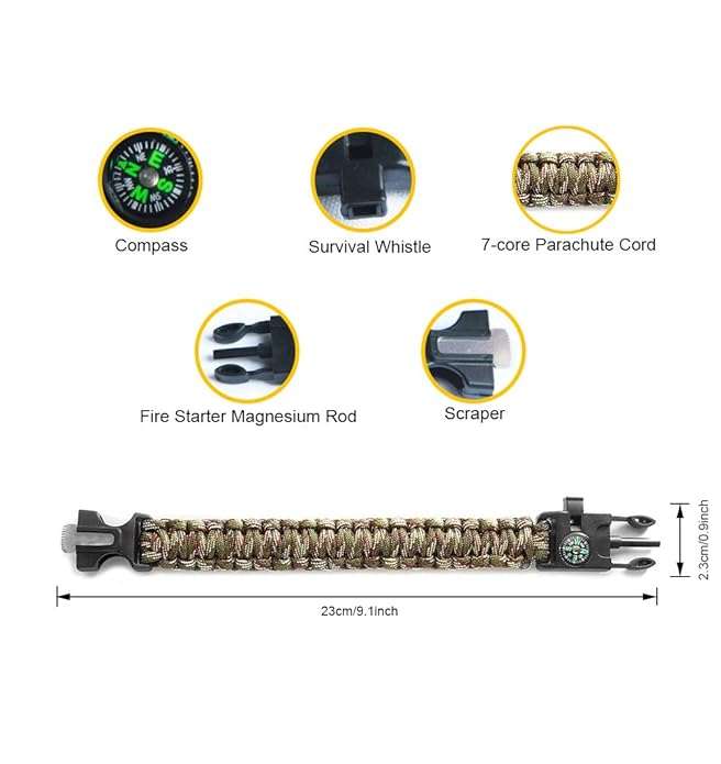 Paracord Survival Flint & Steel  5 in 1 Armband