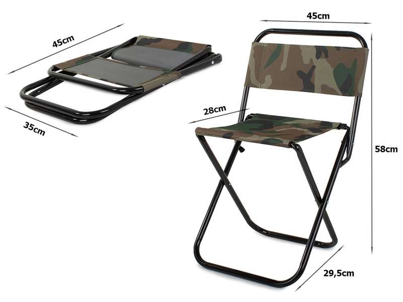 Bush Baby Camping Stool With Back Camouflage Green