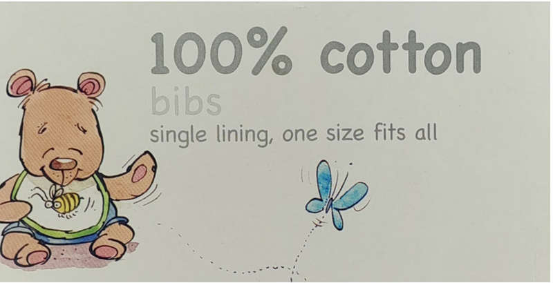 Ackermans Baby 100% Cotton Bibs -  Single lining - 2 pack