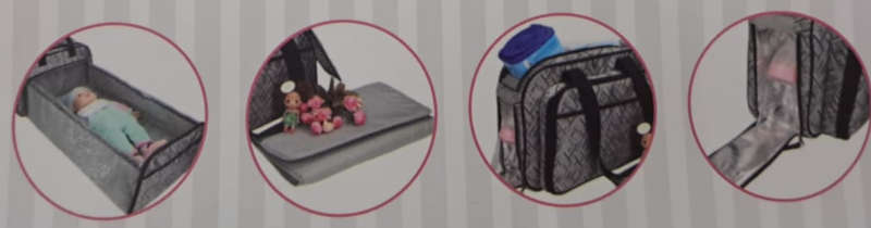 Little Poppkins - 2 in 1 Baby Travel Bag and Bed - Grey - 45 x 20 x 27cm