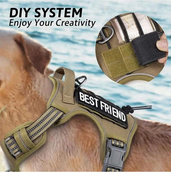 Tactical Dog Harness with Velcro - Khaki
