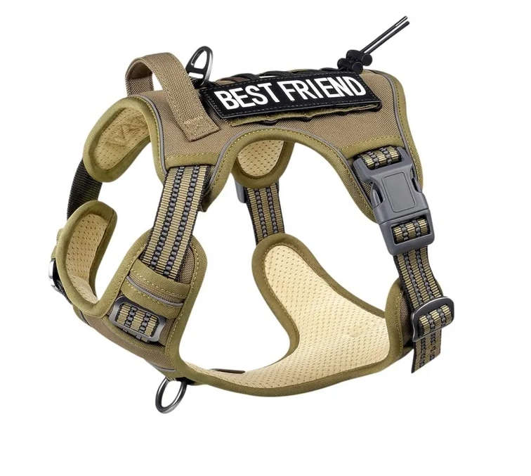 Tactical Dog Harness with Velcro - Khaki
