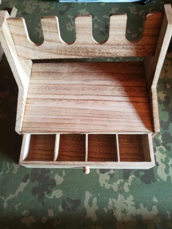 4-Slot Wooden Rack, Multi-Compartment Storage Organizer, Indoor Display Stand
