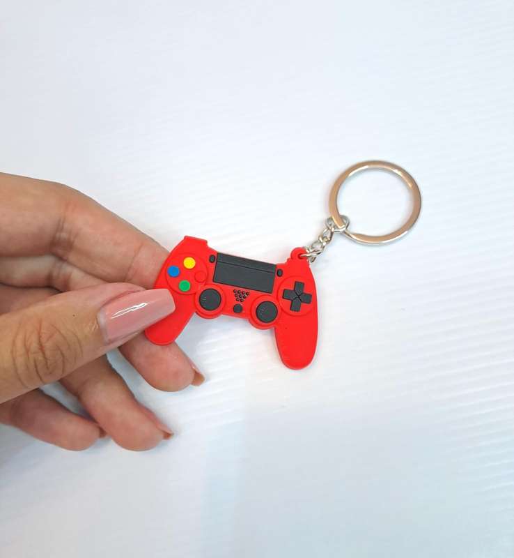 Gaming Red Rubber PS Controller Keyring
