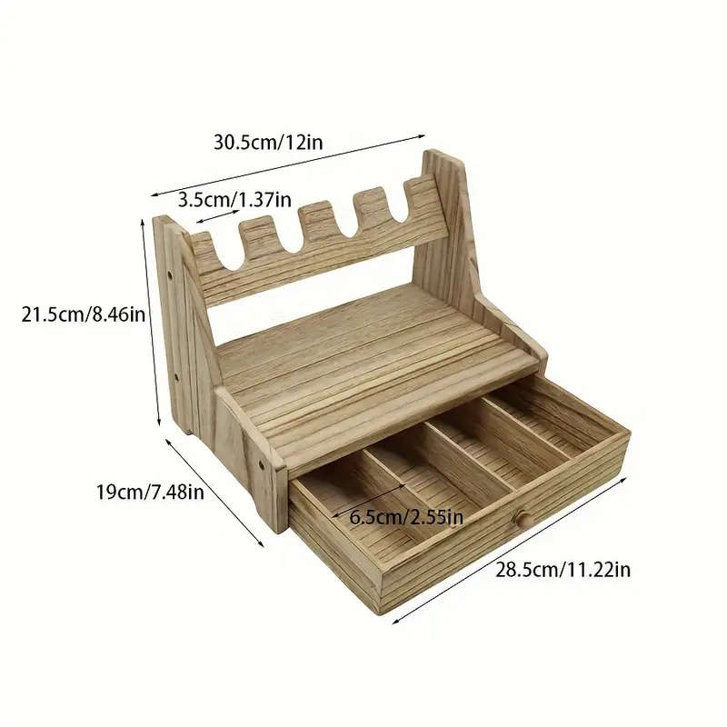 4-Slot Wooden Rack, Multi-Compartment Storage Organizer, Indoor Display Stand