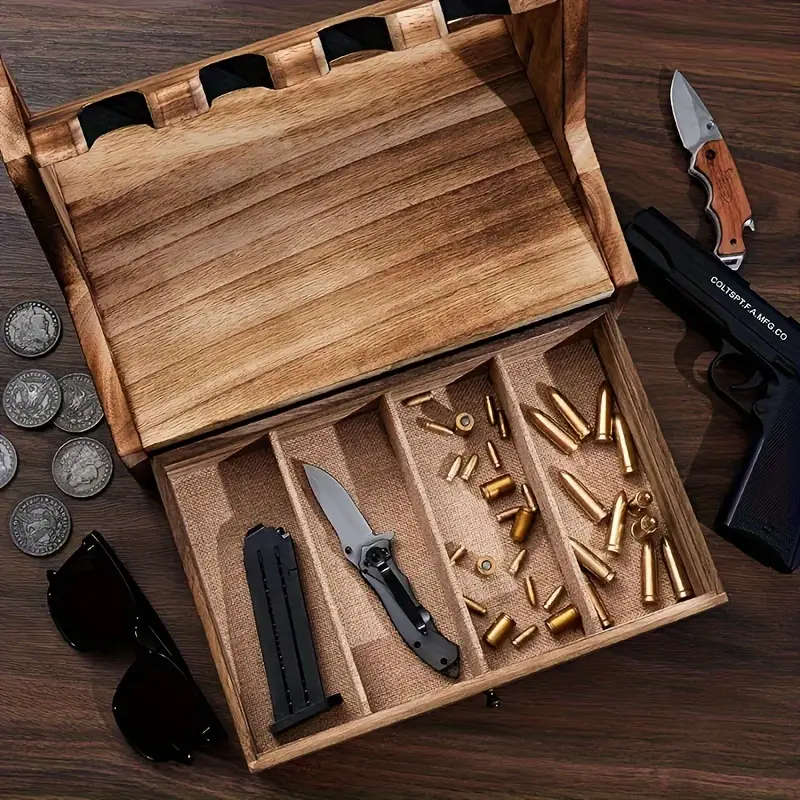 4-Slot Wooden Rack, Multi-Compartment Storage Organizer, Indoor Display Stand