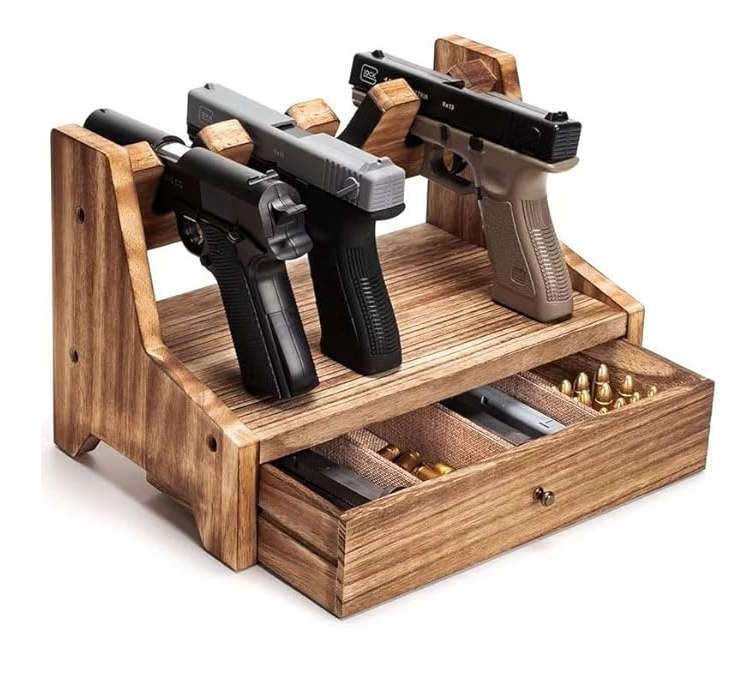 4-Slot Wooden Rack, Multi-Compartment Storage Organizer, Indoor Display Stand