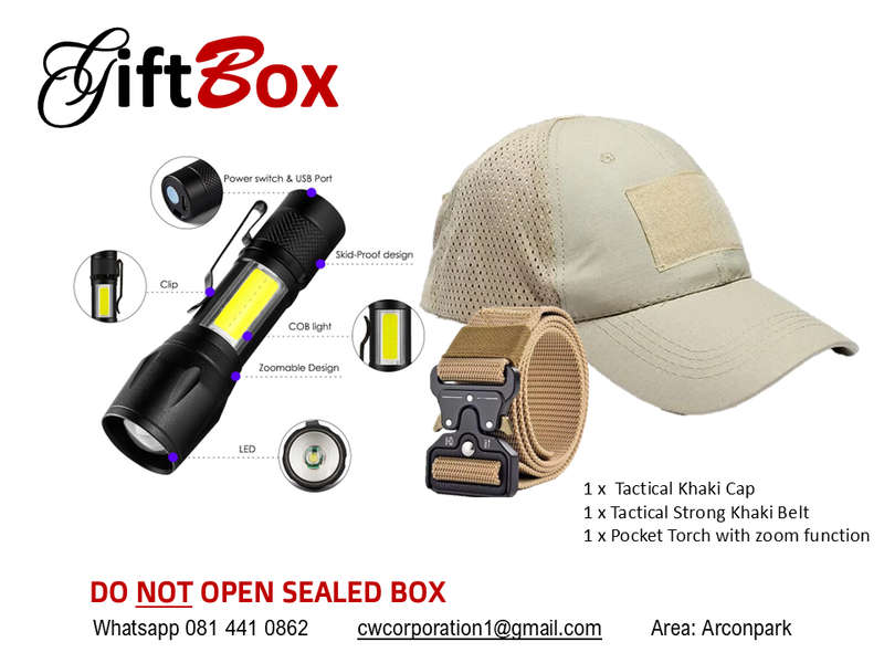 Khaki Velcro Cap + Mini Torch + Khaki Belt Box Combo