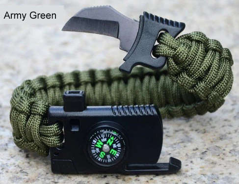 Paracord Survival Tactical 5 in 1 Armband with rope knife