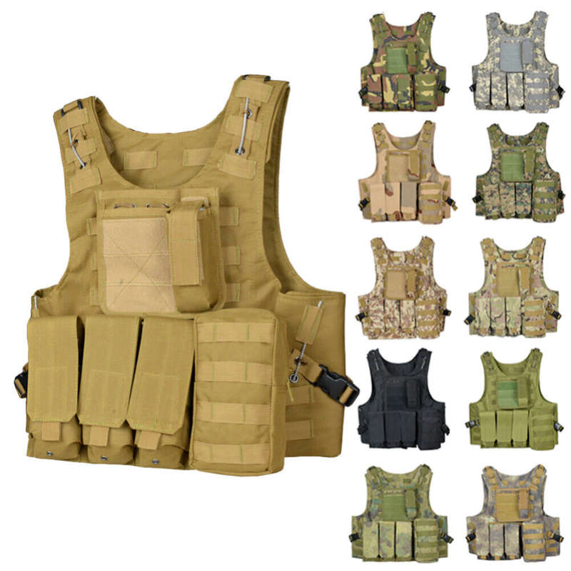 Tactical Vest Adjustable Military Molle Assault Combat Gear Swat Plate Carrier