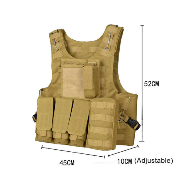 Tactical Vest Adjustable Military Molle Assault Combat Gear Swat Plate Carrier
