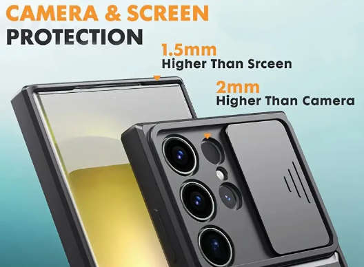 Samsung Galaxy A54  shockproof hard rubber cover case  rear stand  black