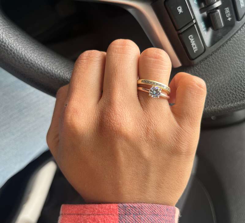 9ct rose gold moissanite ring