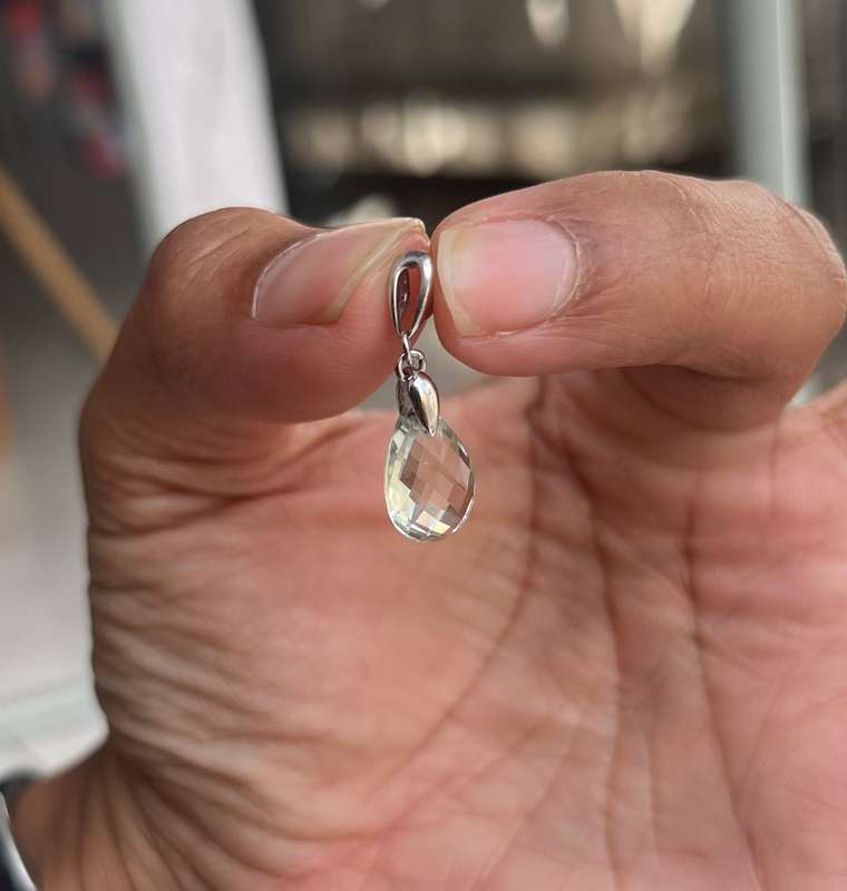 10K white gold green amethyst pendant