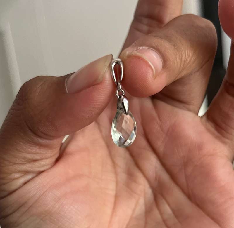 10K white gold green amethyst pendant