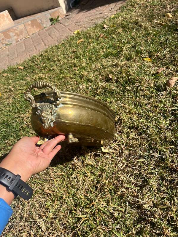 Vintage brass jardiniere planter