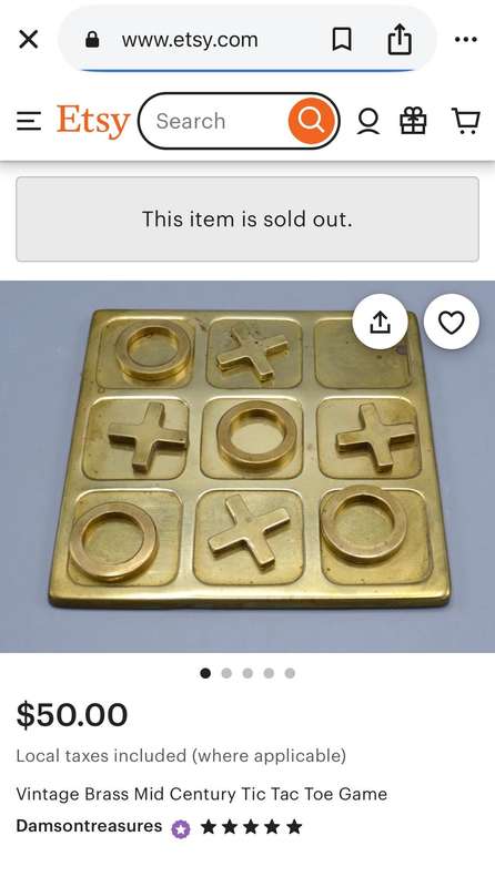 Vintage brass tic tac toe game