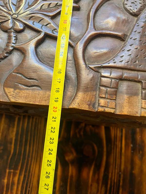 Carved wood storage chest