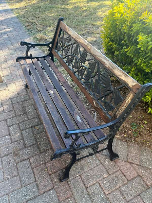Cast iron and wood bench