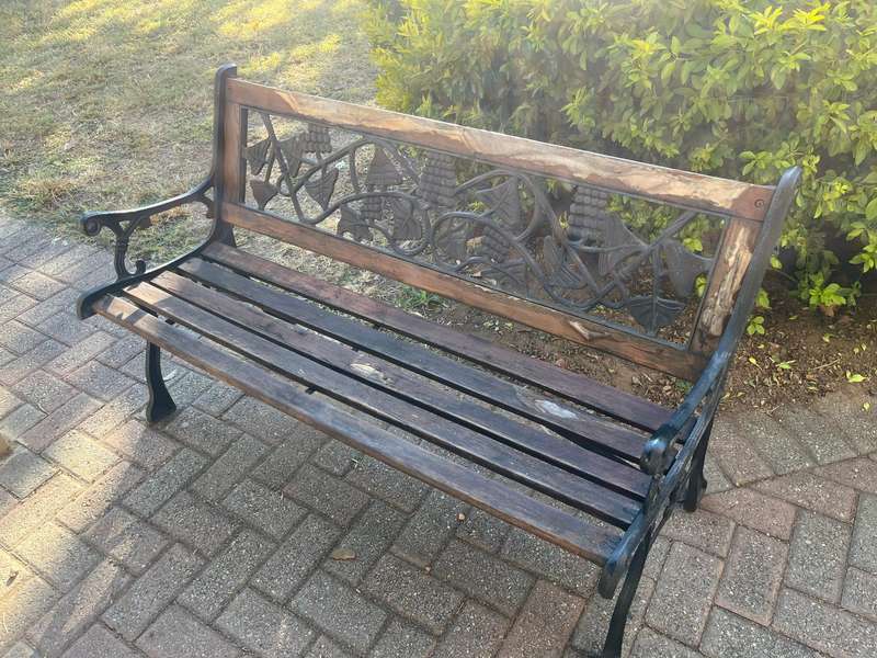 Cast iron and wood bench