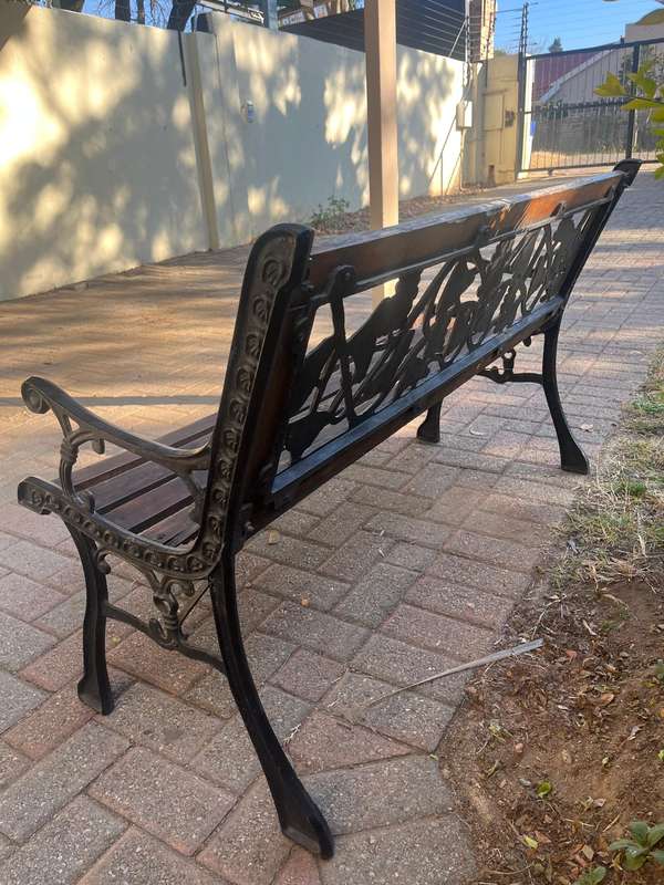 Cast iron and wood bench