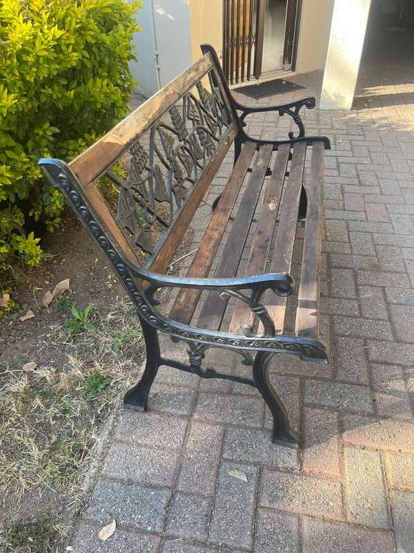 Cast iron and wood bench